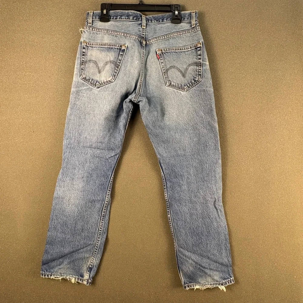 Vintage Y2K Made in USA Levis 505 Regular Fit Jeans 34x29  Blue Distressed Mens